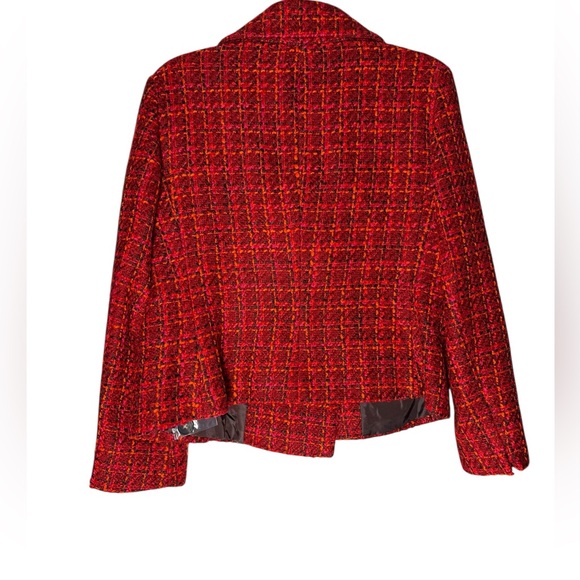 Talbots Size 14P Red Tweed Wool Blend Blazer Double Breasted Classic Career NWT - Picture 2 of 7